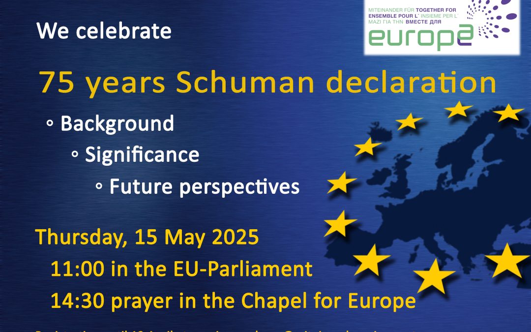 15.05 – 14:30 Prayer for 75 years of Schuman Declaration